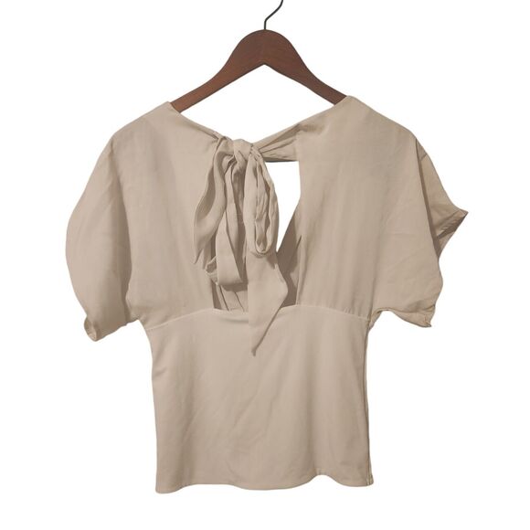 Banana Republic Tie Back Blouse Top Womens Size XS Beige Stone Washed - Picture 2 of 2
